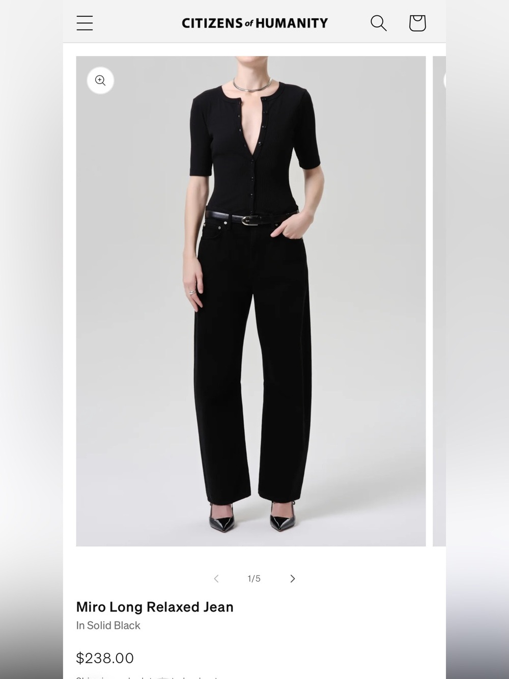 Citizens Of Humanity Miro Long Relaxed Jean - Black